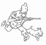 Tintin Coloring Characters Gun Pages sketch template