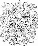 Wiccan Greenman Pagan Celtic Dover Publications Druid Colouring Wicca Koisas Icolor Shadows sketch template