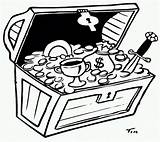 Treasure Chest Coloring Pages Printable Cartoon Clipart Popular Library sketch template