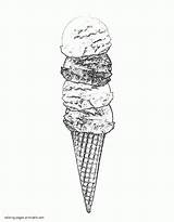 Coloring Ice Cream Pages Cone Big Printable Food sketch template