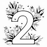 Numbers Decorative Buds Branches sketch template