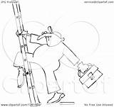 Ladder Worker Coloring Stuck Leg Outline Illustration His Royalty Clip Vector Djart Cox Dennis sketch template