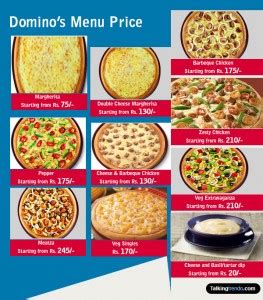 dominos menu price