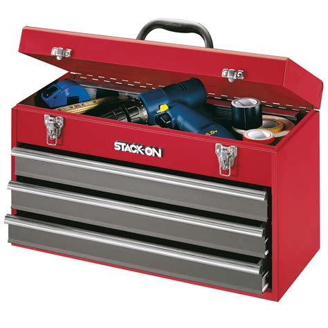 Stack On 20 3 Drawer All Steel Portable Tool Chest Red Tools Tool