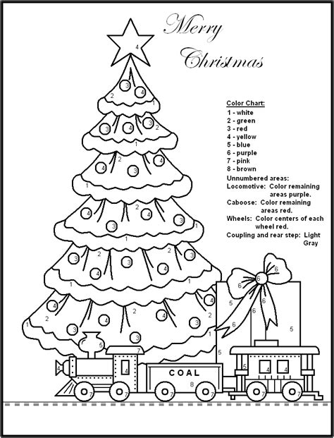 coloring  numbers tree printable christmas coloring pages merry