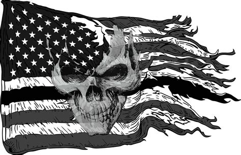 american ripped flag black white  skull decal  ebay