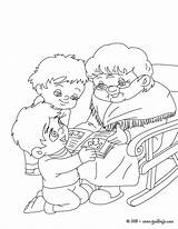 Coloriage Mamie Abuela Histoire Raconte Dibujo Colorir Grandparents Vovó Grand Línea sketch template