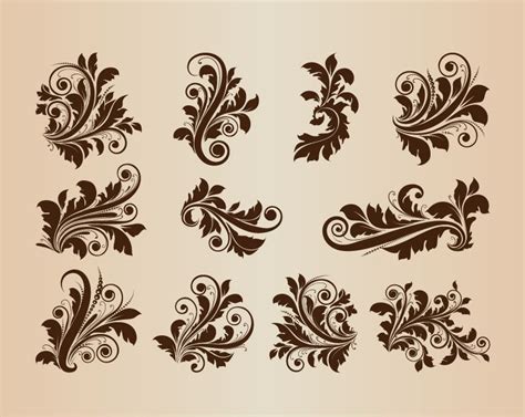 collection  vector vintage floral design ornament elements  vector graphics