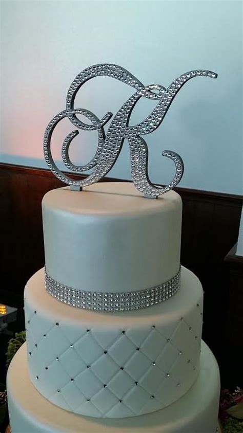 monogram wedding cake topper crystal initial any letter a b c d e f g h