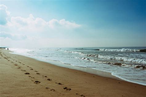 stock photo  beach footprint salt water