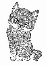 Coloring Cat Cats Kids Kitten Pages Little Color Cute Print Patterns Children Complex Animals sketch template