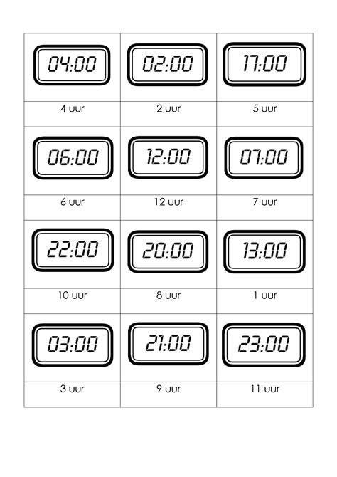 digitale klok kloklezen tot op het uur downloadbaar lesmateriaal klascement
