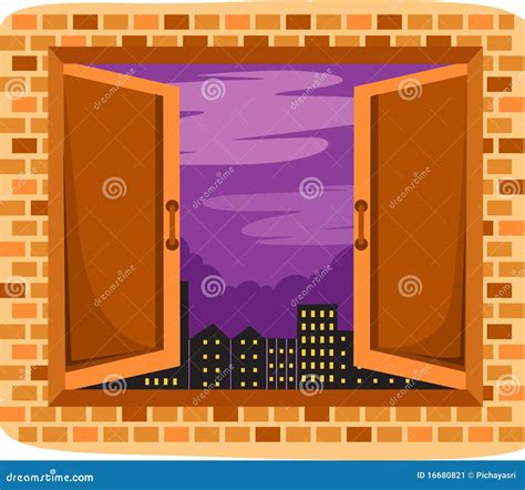 opened window stock vector illustration  building