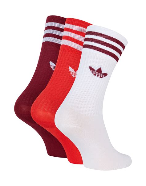 adidas originals solid  pack crew socks red life style sports