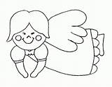 Angel Coloring Simple Pages Flying Kids Angels Drawings Cliparts Drawing Christmas Print sketch template
