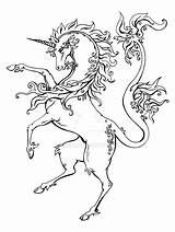Unicorn Heraldic Line Drawing Style Deviantart sketch template