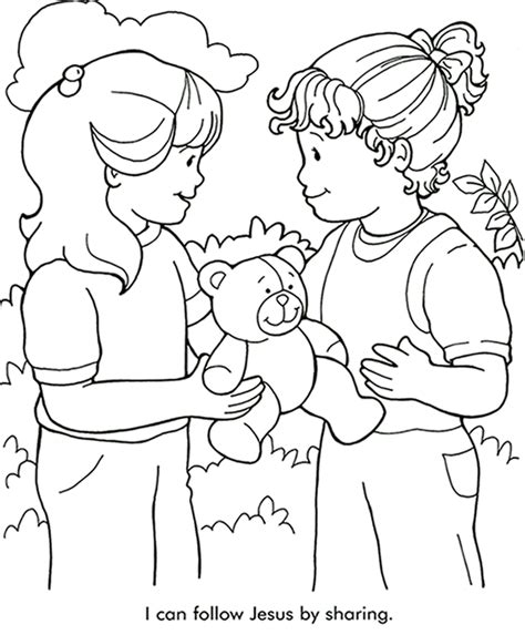 children sharing coloring page coloring home