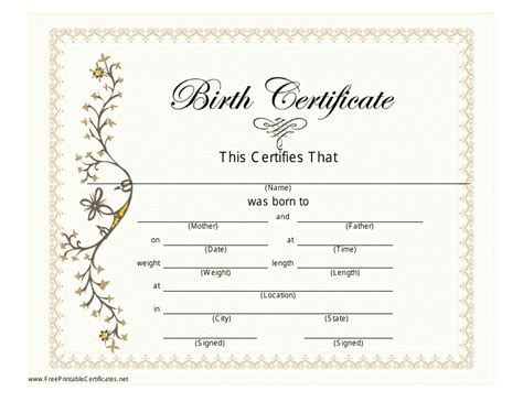 fillable puppy birth certificate template