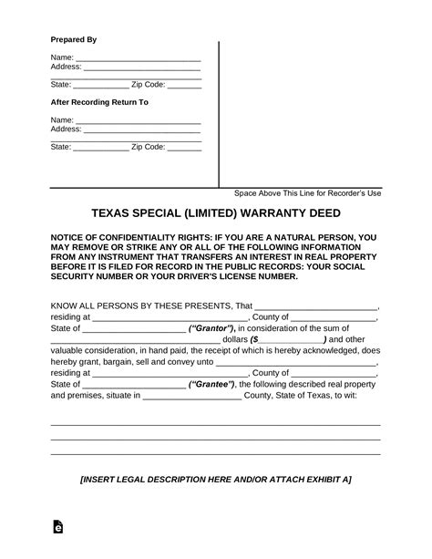 printable warranty deed texas printable form templates  letter