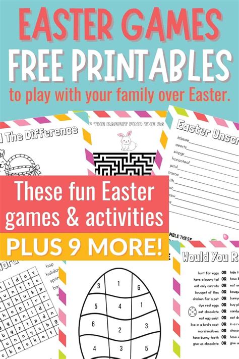 printable easter games  activities    family