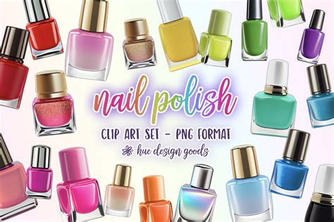colorful nail polish bottles clip art graphic  huedesigngoods