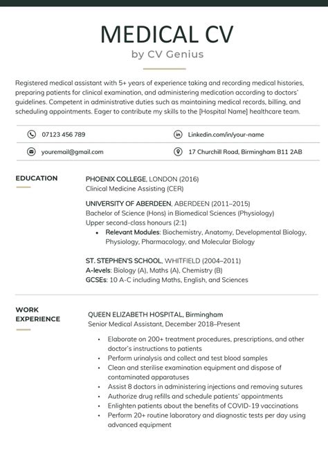 medical cv template tips