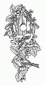 Coloring Bird Birdhouse Pages House Colouring Printable Adult Pyrography Sheets Patterns Print Coloringhome Christmas Wood Popular Decorative Choose Board sketch template