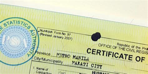 Marriage Certificate Psa Philippine Statistics Authority Papeles