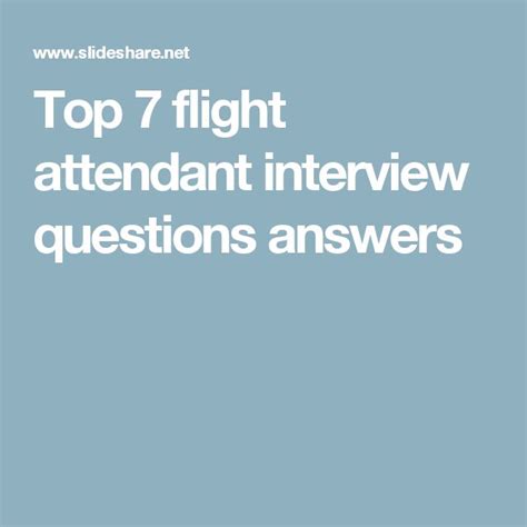 Top 7 Flight Attendant Interview Questions Answers Flight Attendant