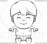 Trunks Swim Boy Sitting Happy Coloring Clipart Cartoon Outlined Vector Thoman Cory Regarding Notes sketch template