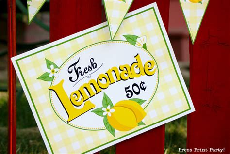 lemonade stand printables  ideas press print party