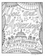 Coloring Birthday Happy Pages Adults Amazing Printable Cards Etsy Adult Colouring Book Projects Pdf Joy Creative Unicorn Kids Zentangle Sheet sketch template