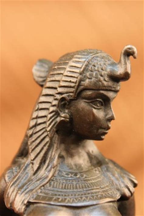nude egyptian princess w lion bronze statue art deco sculpture figurine