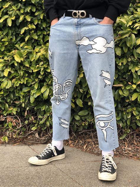 jeans  thrifted cut  painted    attempt  painting