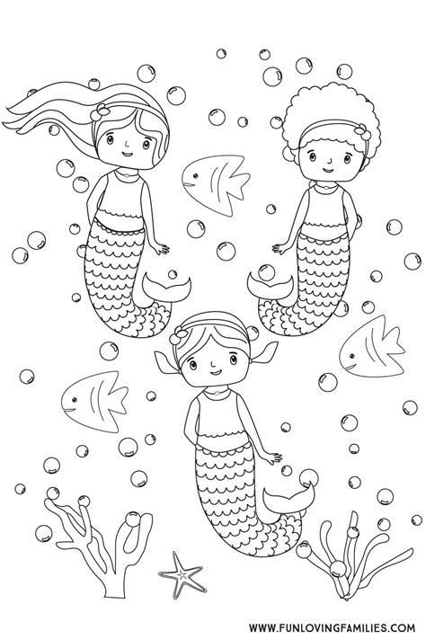 cute mermaid coloring pages  kids  printables fun loving