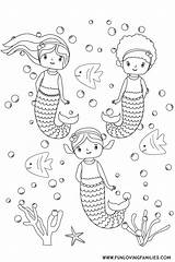 Mermaids Funlovingfamilies Families Enjoying When sketch template