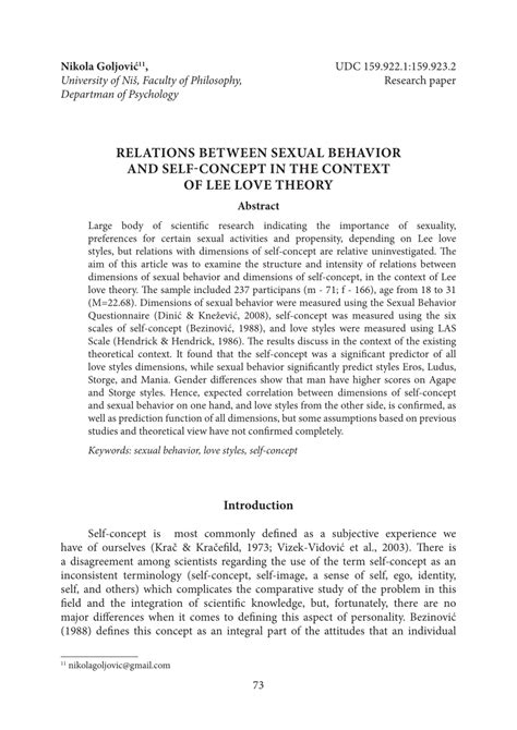 pdf relations between sexual behavior and self concept