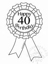 Birthday 40th Ribbon Award Coloringpage sketch template