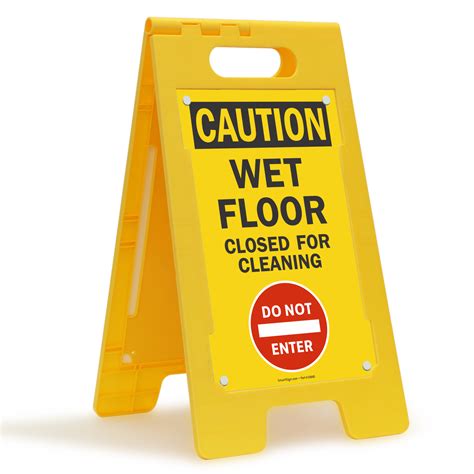 caution wet floor closed  cleaning   enter sign sku sf