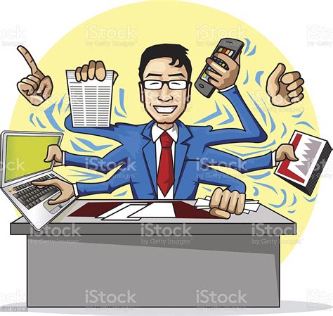 busy happy businessman stock illustration  image