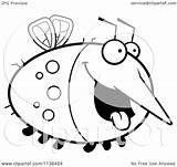Chubby Mosquito Hungry Outlined Clipart Cartoon Cory Thoman Coloring Vector sketch template