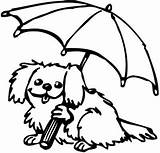 Coloring Puppy Pages Cute Animals Umbrella Balloons Coat3 Recycled Doggy Creative Playing Kids Dog Umbrellas sketch template