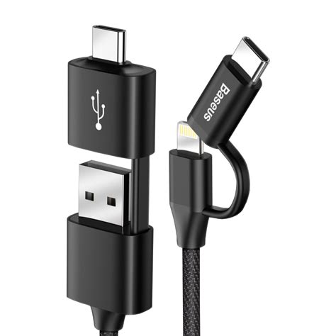 baseus iphone ipad android micro usb type  cable black