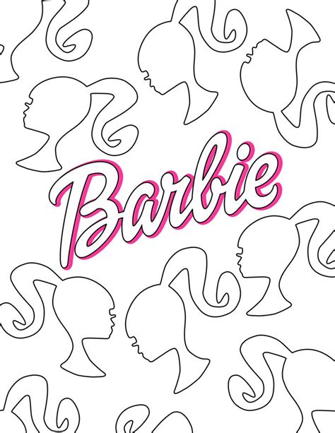 word barbie  surrounded  silhouettes  womens heads  pink