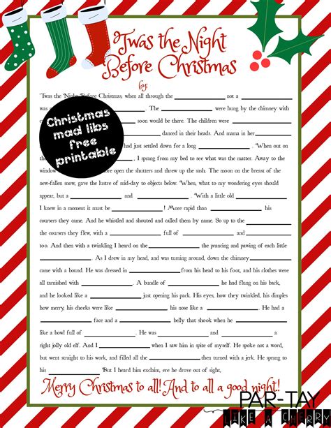 twas  night  christmas mad libs party   cherry