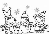 Pig Peppa Snowman sketch template