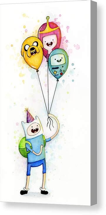 Adventure Time Finn With Birthday Balloons Jake Princess Bubblegum Bmo