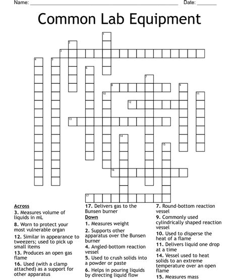 common lab equipment crossword wordmint