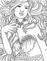Fenech Selina Mermaids Witch Coloriage Kleurplaat Moon Zentangle sketch template