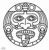 Mayan Coloring Pages Aztec Colouring Symbols Mayans Kids Inca sketch template
